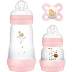 Mam Easy Start Σετ Πλαστικά Μπιμπερό με Θηλή Σιλικόνης κατά των Κολικών 0+ Μηνών Duck Pink 130ml + 260ml