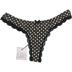 Lida Γυναικείο String με Δαντέλα Μαύρο Κίτρινο 3128