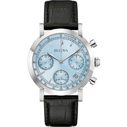 Bulova Ανδρικό Ρολόι Χρονογράφος με Μαύρο Δερμάτινο Λουράκι 96B456