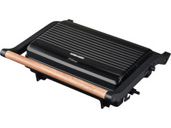 Primo Panini PRPT-40492 Τοστιέρα Γκριλιέρα για 2 Τοστ 1000W Wooden-Μαύρη