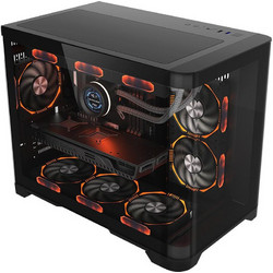 1stPlayer UV6 Black Gaming Mini Tower Κουτί Υπολογιστή με Πλαϊνό Παράθυρο