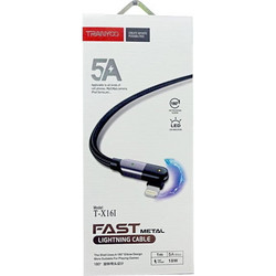 Tranyoo T-X161 Angle 90° USB-A to Lightning Cable 1m Black 6970791124022