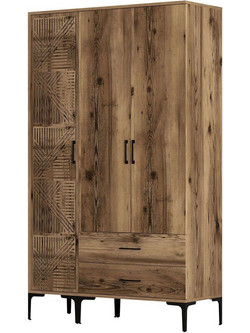 Hanah Home Τρίφυλλη Ντουλάπα Ρούχων Kumsal Καρυδί 120x47.5x201.4cm 845HCT5452