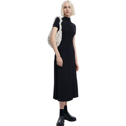 Desigual Midi Καλοκαιρινό Καθημερινό Φόρεμα Μεταξωτό Μαύρο 24WWVK67-2000