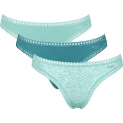 Sloggi Go Crush Βαμβακερά Γυναικεία String με Δαντέλα Τιρκουάζ 3Pack 10219704-V007