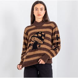 Huf Shroom Γυναικεία Πλεκτή Μπλούζα Καφέ WKN0061