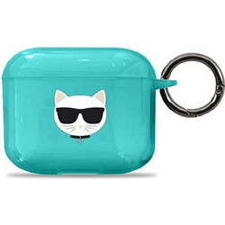 Karl Lagerfeld Choupette Head Θήκη Σιλικόνης με Γάντζο για Apple AirPods 3 Μπλε