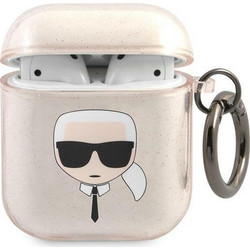 Karl Lagerfeld Θήκη Σιλικόνης με Γάντζο για Apple AirPods 1 / 2 Χρυσή