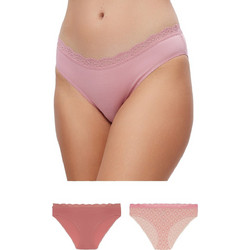 Minerva Γυναικεία Slip με Δαντέλα Ροζ 2Pack 90-81326-949