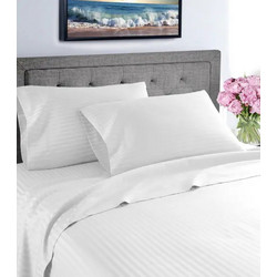 Komvos Σετ Σεντόνια King Size Βαμβακοσατέν 250x280 Satin Stripe Λευκό