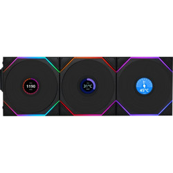 Lian Li Uni Fan TL-LCD Wireless Reverse Case Fan 120mm ARGB με Σύνδεση 4-Pin PWM 9-Pin (USB 2.0) 3τμχ Black
