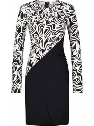 Diane Von Furstenberg Malena Mini Βραδινό Φόρεμα Μεταξωτό Μαύρο Λευκό DVFDL3R024HOGBK