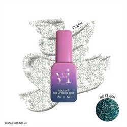 Mixcoco Beauty VI Cosmetics Disco Flash Gel 04 Glitter Ημιμόνιμο Βερνίκι Νυχιών 15ml