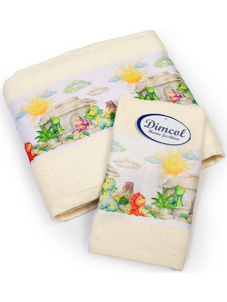 Dimcol Dinosaurs 312 Σετ Βρεφικές Πετσέτες 2τμχ 400gr/m²