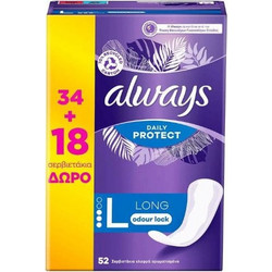 Always Daily Protect Long Σερβιετάκια για Ελαφριά Ροή 3 Σταγόνες 52τμχ