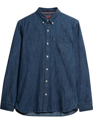 Superdry Ανδρικό Πουκάμισο Τζιν Μακρυμάνικο Slim Fit Navy Μπλε M4010997A-22V