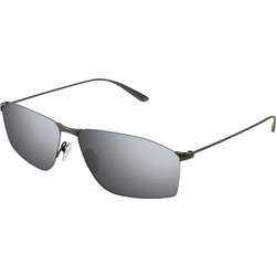 Balenciaga BB0413S 004 Ανδρικά Γυαλιά Ηλίου Ορθογώνια Μεταλλικά Μαύρα με Aσημί Φακό