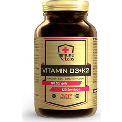 Immune Labs Vitamin D3 & K2 120 Μαλακές Κάψουλες