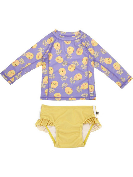 Zoocchini Pineapple Σετ Αντηλιακό UV Βρεφικό Μαγιό Σετ με Μπλούζα για Κορίτσι Κίτρινο Λιλά ZOO16406