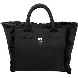 Feel & Touch Caribbean Υφασμάτινη Τσάντα Θαλάσσης Ώμου Μαύρη 24x26cm