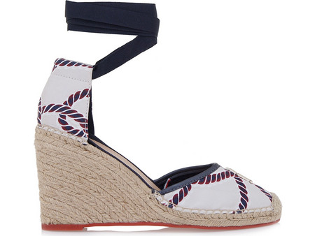 Tommy Hilfiger Καλοκαιρινές Γυναικείες Πλατφόρμες Εσπαντρίγες Κλειστές Ψηλές Λευκές Navy Μπλε FW0FW07217-DW6