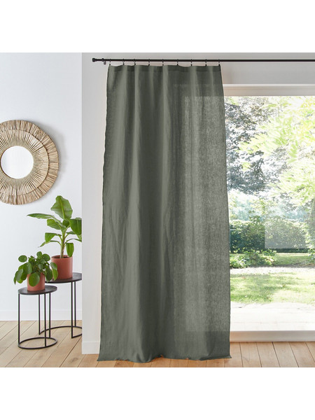 La Redoute Κουρτίνα Παραθύρου με Γάντζους 135x180 Onega 350135812 Σταχτί Πράσινη