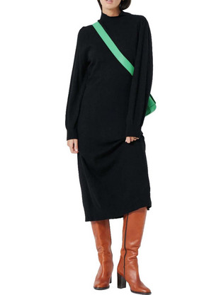 Art Love Maxi Καθημερινό Φόρεμα Πλεκτό Μαύρο 74638