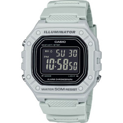 Casio Ψηφιακό Ανδρικό Ρολόι Χρονογράφος με Γκρι Καουτσούκ Λουράκι W-218H-8BVEF