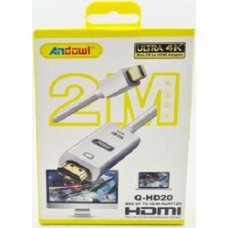 Andowl Καλώδιο Mini DisplayPort to HDMI Male 2m White Q-HD20