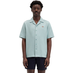 Fred Perry Ανδρικό Πουκάμισο Βαμβακερό Κοντομάνικο Κανονική Γραμμή Γαλάζιο M7774-X06