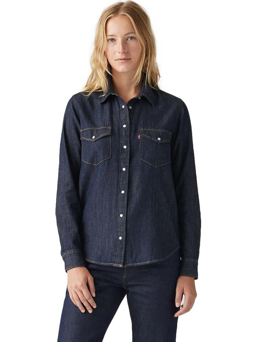 Levi's Μακρυμάνικο Γυναικείο Πουκάμισο Τζιν Mονόχρωμο Navy Μπλε 16786-0101