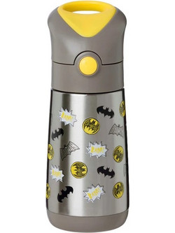 B.Box Batman Παιδικό Παγούρι Θερμός Ανοξείδωτο BPA Free με Καλαμάκι Ασημί Κίτρινο 350ml
