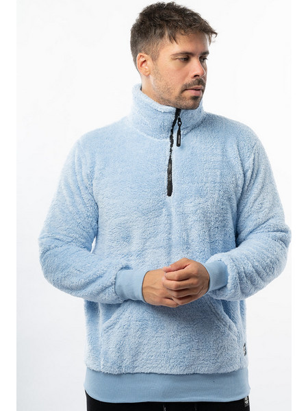 New Wave Ανδρικό Φούτερ Fleece με Τσέπες Γαλάζιο 232-39