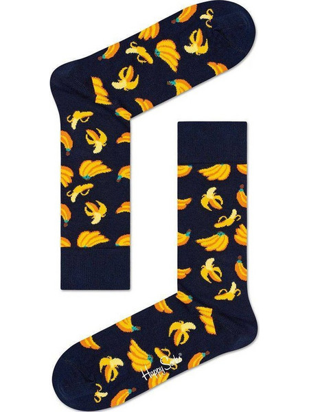 Happy Socks Banana Ανδρικές Κάλτσες Ψηλές με Σχέδια Navy Μπλε BAN01-6550
