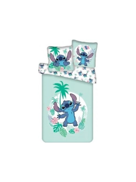 Disney Stitch Σετ Παιδική Παπλωματοθήκη Μονή Βαμβακερή 140x200 Πράσινο Mint