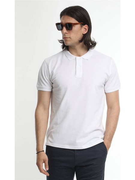 Van Hipster Ανδρική Μπλούζα Polo Κοντομάνικη Λευκή 72062
