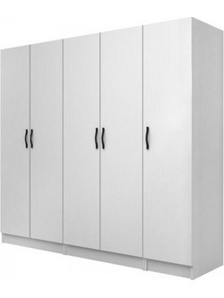 Megapap Πεντάφυλλη Ντουλάπα Ρούχων Vivian Λευκή 200x51.8x181cm GP100-0116,1