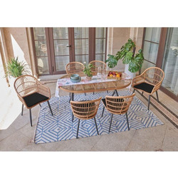 Woodwell Salsa Dining Σετ Τραπεζαρία Κήπου Μεταλλικό 7τμχ Καφέ Μαύρο 160X95