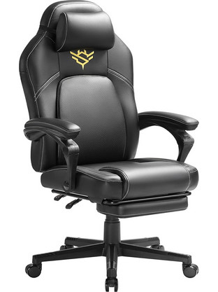 Songmics Καρέκλα Gaming Δερματίνης με Υποπόδιο Μαύρη OBG072B01