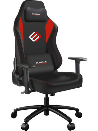Eureka Καρέκλα Gaming Δερματίνης με Ρυθμιζόμενα Μπράτσα Μαύρη Κόκκινη ERK-GC09-R-GR