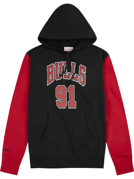 Mitchell & Ness Bulls 91 Ανδρικό Αθλητικό Φούτερ με Κουκούλα Μαύρο FNNP3417-CBU96DRDBKRD