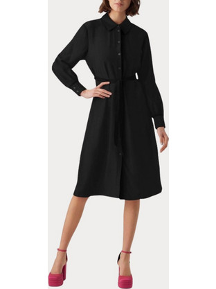 Vero Moda Midi Καθημερινό Φόρεμα Σεμιζιέ Μεταξωτό Μαύρο 10282137