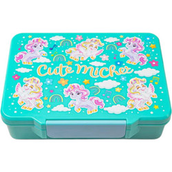 QueenMother Unicorn Cute Πλαστικό Παιδικό Σετ Δοχείο Φαγητού Τιρκουάζ 1lt