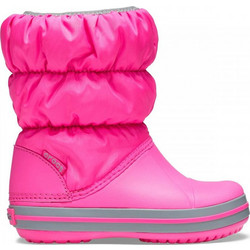 Crocs Παιδικές Μπότες Χιονιού Φούξια Αδιάβροχες με Γούνα 14613-6TR