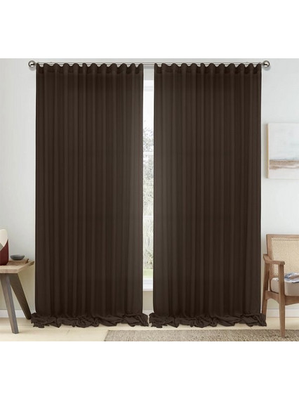 Lino Home Κουρτίνα Παραθύρου με Τρέσα 150x295 1010 Dark Brown