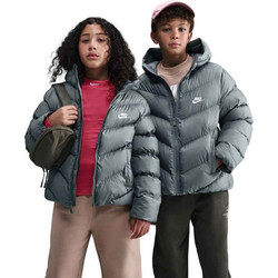 Nike Αθλητικό Παιδικό Μπουφάν Χειμωνιάτικο Puffer Αντιανεμικό Γκρι HQ4976-084