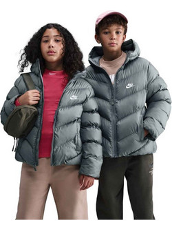 Nike Αθλητικό Παιδικό Μπουφάν Χειμωνιάτικο Puffer Αντιανεμικό Γκρι HQ4976-084