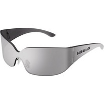 Balenciaga BB0421S 005 Γυναικεία Γυαλιά Ηλίου Μάσκα Κοκάλινα Ασημί με Aσημί Φακό