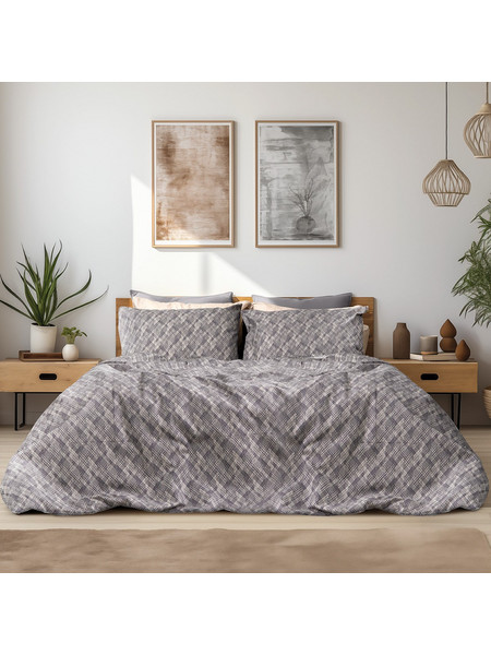 Beauty Home Σετ Σεντόνια Υπέρδιπλα Φανελένια 240x260 Leonardo Art 12333 Γκρι