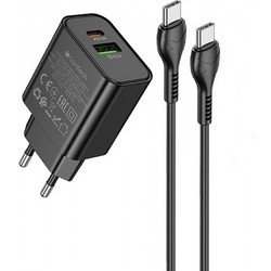 Lamtech LAM980701 Φορτιστής με Καλώδιο USB-C με Θύρα USB-A & Θύρα USB-C 20W Quick Charge 3.0 & Power Delivery